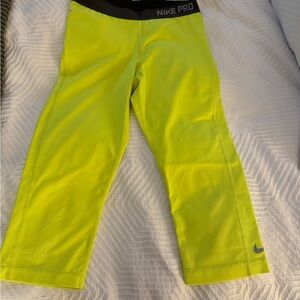Nike Neon Yellow & Black Pro Capri Leggings